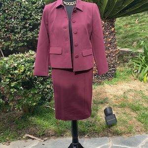 REDUCED! Burgundy Ann Taylor Factory Suit! Jacket 6P, Skirt SP. Like new! 20!